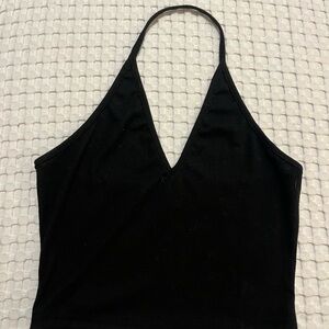 SHEIN Black Ribbed Halter Top